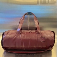 Traditional Specials Bottega Veneta Leather Gym Bag 731192 Burgundy 2023