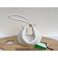 Pretty Style Bottega Veneta Small Turn Pouch in Intrecciato leather 701023 White 2023