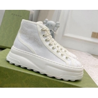 Good Quality Gucci GG Canvas High-top Platform Sneakers 5cm White 406035