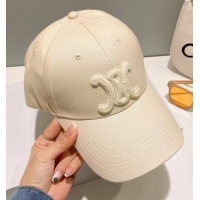 Super Quality Celine Triomphe Baseball Cap In Cotton CE8541 Cream