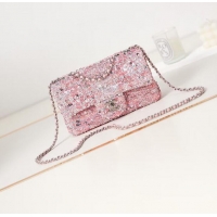 Super Quality Chanel 23C Sequins CF Shoulder Bag AS3965 Pink