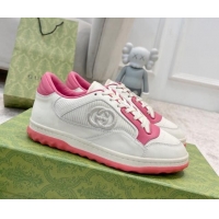 Classic Hot Gucci MAC80 Sneakers in Leather and Fabric White/Pink 0420130