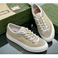 Top Grade Gucci GG Canvas Low top Sneakers Apricot 607068