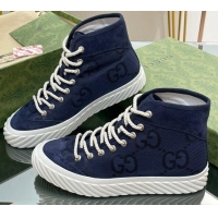 Grade Quality Gucci GG Canvas High top Sneakers navy Blue 607073