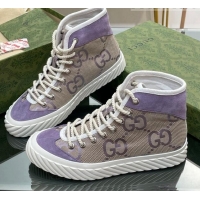 Best Grade Gucci GG Canvas High top Sneakers Purple 607075