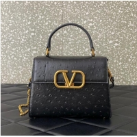 Promotional VALENTINO VSLING small Ostrich pattern Shoulder bag WB0F53 Black