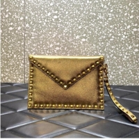 Buy Inexpensive VALENTINO Garavani Rockstud Calfskin Clutch WP0P87R Brass