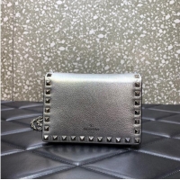 Buy Cheapest VALENTINO Garavani Rockstud Calfskin Clutch WP0P86R Silver