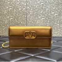 Famous Brand VALENTINO Garavani Rockstud Calfskin Chain bag 0S93VL Brass