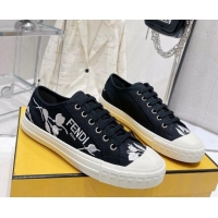 Top Grade Fendi Domino Canvas Low-top Sneakers Black 321057