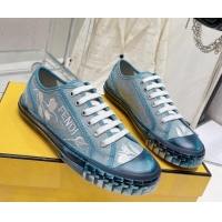 Pretty Style Fendi Domino Denim Low-top Sneakers Light Blue 321058