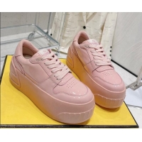 Perfect Fendi Fashion Show Low-top Platform Sneakers 7cm in Pink Brushed Leather 329040