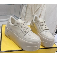 Pretty Style Fendi Fashion Show Low-top Platform Sneakers 7cm in White Brushed Leather 329044