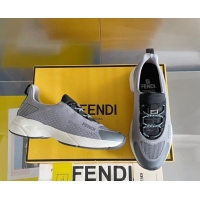 Popular Style Fendi Faster Trainers Low-top Sneakers in Grey Knit Mesh 40103