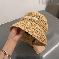 Spot Bulk Miu Miu Straw Bucket Hat 061302 Apricot 2023