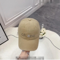 New Fashion Celine Canvas Baseball Hat with Crystals C0613 Beige 2023