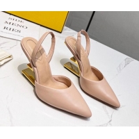 Low Cost Fendi First Slingbacks High Heel Pumps 9.5cm in Nude Leather 420087