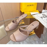 Charming Fendi First Slingbacks High Heel Sandals 9.5cm in Grey Leather 420091