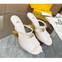 Good Looking Fendi First Slingbacks High Heel Sandals 9.5cm in White Leather 0420092