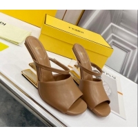 Charming Fendi First Slingbacks High Heel Sandals 9.5cm in Brown Leather 0420093