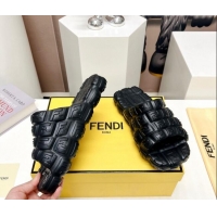 Good Product Fendi Cloud Slides Sandals in Black FF Rubber 420106