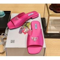 Purchase Prada Silk Flat Slide Sandals Begonia Pink 022467