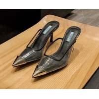 Luxury Prada PVC Heel Mules 8cm Black 022480