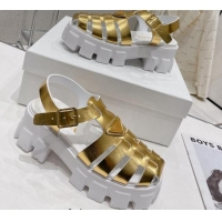 Top Grade Prada Foam Rubber Flatform Sandals 5.5cm Gold 022482