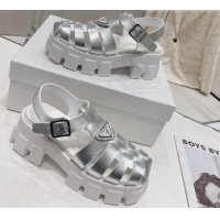 Low Price Prada Foam Rubber Flatform Sandals 5.5cm Silver 022483