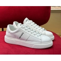 Popular Style Prada Soft Leather Sneakers with PRADA Band White 022487