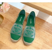 Sumptuous Prada Logo Mesh Espadrilles Green 224104