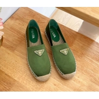 Good Quality Prada Logo Nylon Espadrilles Green 224113