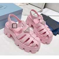 Best Price Prada Foam Rubber Platform Sandals 5.5cm Light Pink 426076