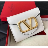 Unique Grade VALENTINO Calfskin Wallet 4138 white