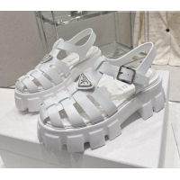 Discount Prada Foam Rubber Flatform Sandals 5.5cm Heel White 353136