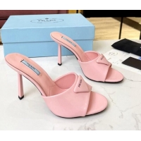 Unique Style Prada Brushed Leather Slide Sandals 9.5cm Pink 609126