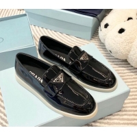 Unique Style Prada Patent Leather Loafers Black 1D222N 612108