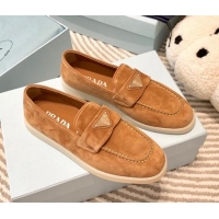 Grade Prada Suede Loafers Camel Brown 1D222N 612112