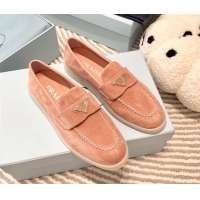 Sumptuous Prada Suede Loafers peachy Pink 1D222N 612114