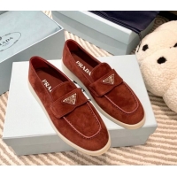 Stylish Prada Suede Loafers Brown 1D222N 612115