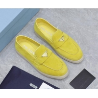 Top Design Prada Suede Loafers Yellow 1D222N 612116