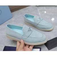 Purchase Prada Suede Loafers Light Blue 1D222N 612117