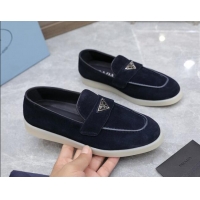 Sumptuous Prada Suede Loafers Navy Blue 1D222N 612123