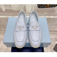 Duplicate Prada Ostrich-Embossed Leather Loafers Light Blue 1D222N 612125