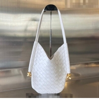 Popular Style Bottega Veneta Small Solstice Shoulder Bag in Intrecciato Leather 740898 White 2023