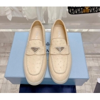 Unique Style Prada Ostrich-Embossed Leather Loafers Apricot 1D222N 612128