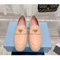 Durable Prada Ostrich-Embossed Leather Loafers Peachy Pink 1D222N 612129