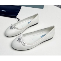 1:1 aaaaa Prada Nappa Leather ballerinas White 612156