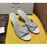 Purchase Prada Brushed Heel Slide Sandals 7.5cm with Crystals Grey 612172