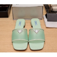 Sumptuous Prada PVC Flat Slide Sandals Green 612190